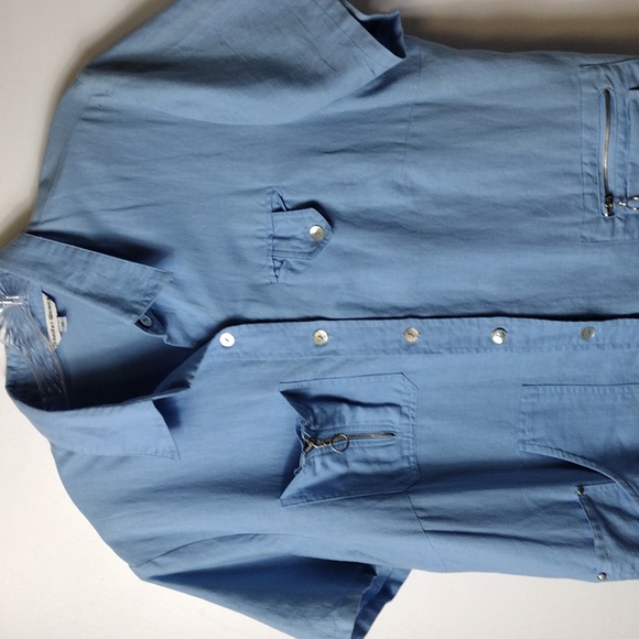 Jennifer Women Two Piece Blue Capri Set Size 14 - Picture 3 of 9